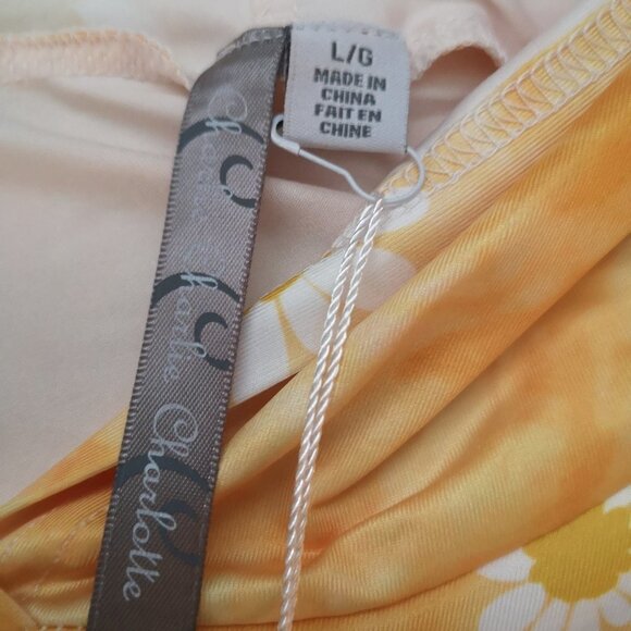 NWT Charlie Charlie Charlotte Ladies Size Large Yellow & White Hoodie - Picture 4 of 6